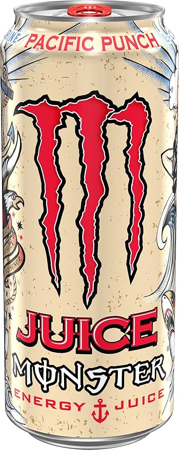 Monster Energy Juice Monster Pacific Punch, Energy + Juice, Energy Drink, 16 Ounce (Pack of 15)
