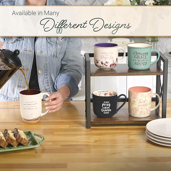 Christian Art Gifts Large Inspirational Women's Ceramic Coffee & Tea Scripture Mug: Trust in the Lord Encouraging Bible Verse, Microwave/Dishwasher Safe Novelty Drinkware, White & Pink Floral, 14 oz.