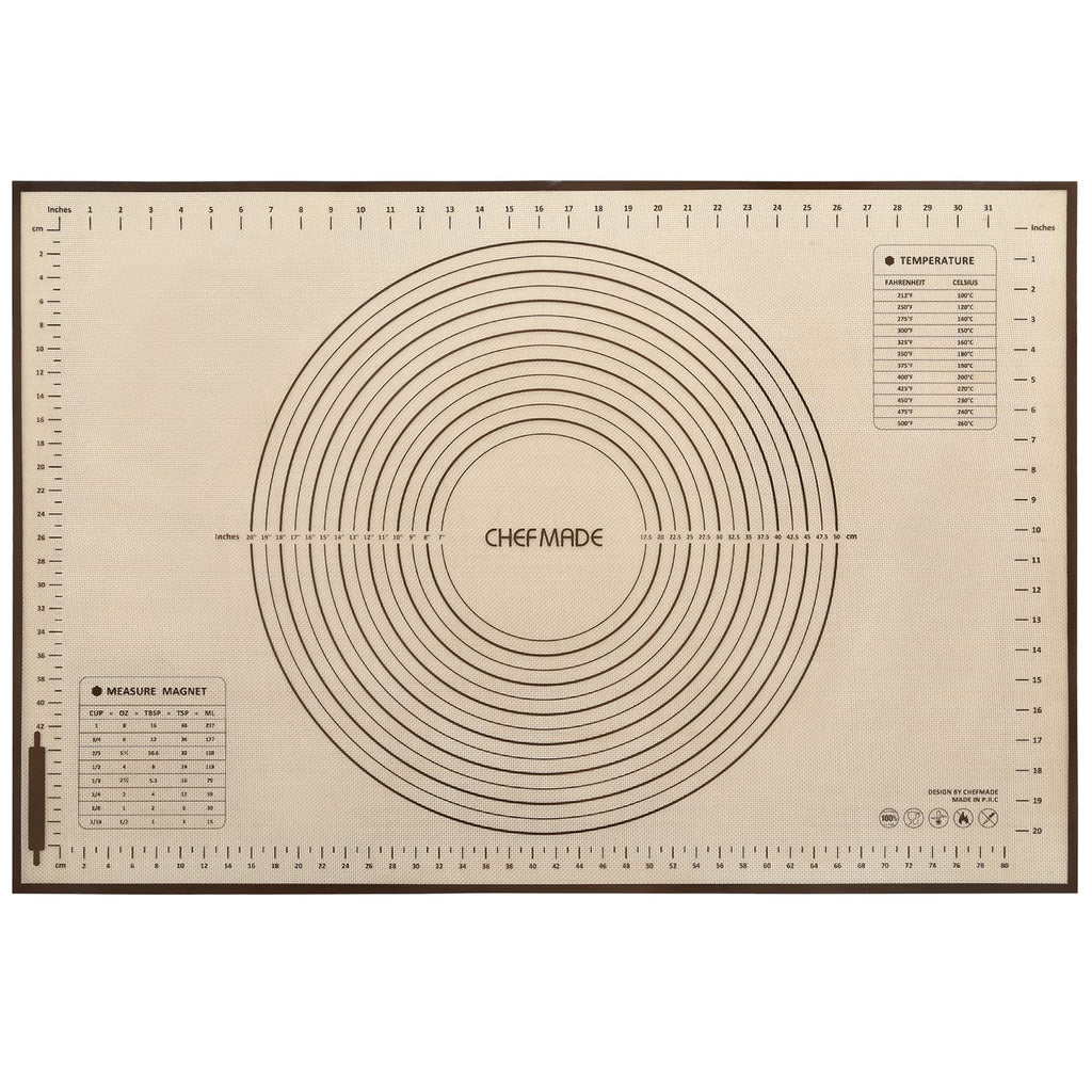 CHEFMADE Silicone Baking Mat, 36" x 24" Extra Thick Large Non-Stick Sheet Mat with Measurement | Non-Slip Reusable Food Grade Flexible Dishwasher Safe｜Making,Cookies,Macarons,Bread,Pastry and Pizza