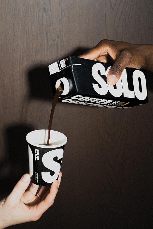 SOLO Cold Brew Coffee Concentrate - Colombian & Brazilian Arabica Blend - Ready-to-Drink Espresso Base for Iced Coffee, Lattes, and Cocktails - 20 Servings per Carton - 32 fl oz Shelf-Stable Carton