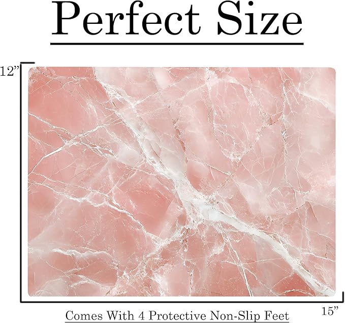 White Pink Rose Quartz Agate Marble Kitchen Glass Cutting Board Ocean Decorative Gift Marbled Granite Stone Rock Gift For Her Mom Wife (White Pink)