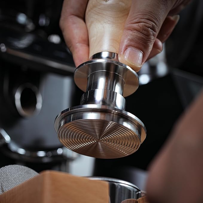 58mm Tamper Kit for E61 Machines – Maple Bottomless Portafilter, Spring Tamper, Distributor, Dosing Funnel & Tamping Station | Compatible with Rocket, Lelit, Profitec, ECM