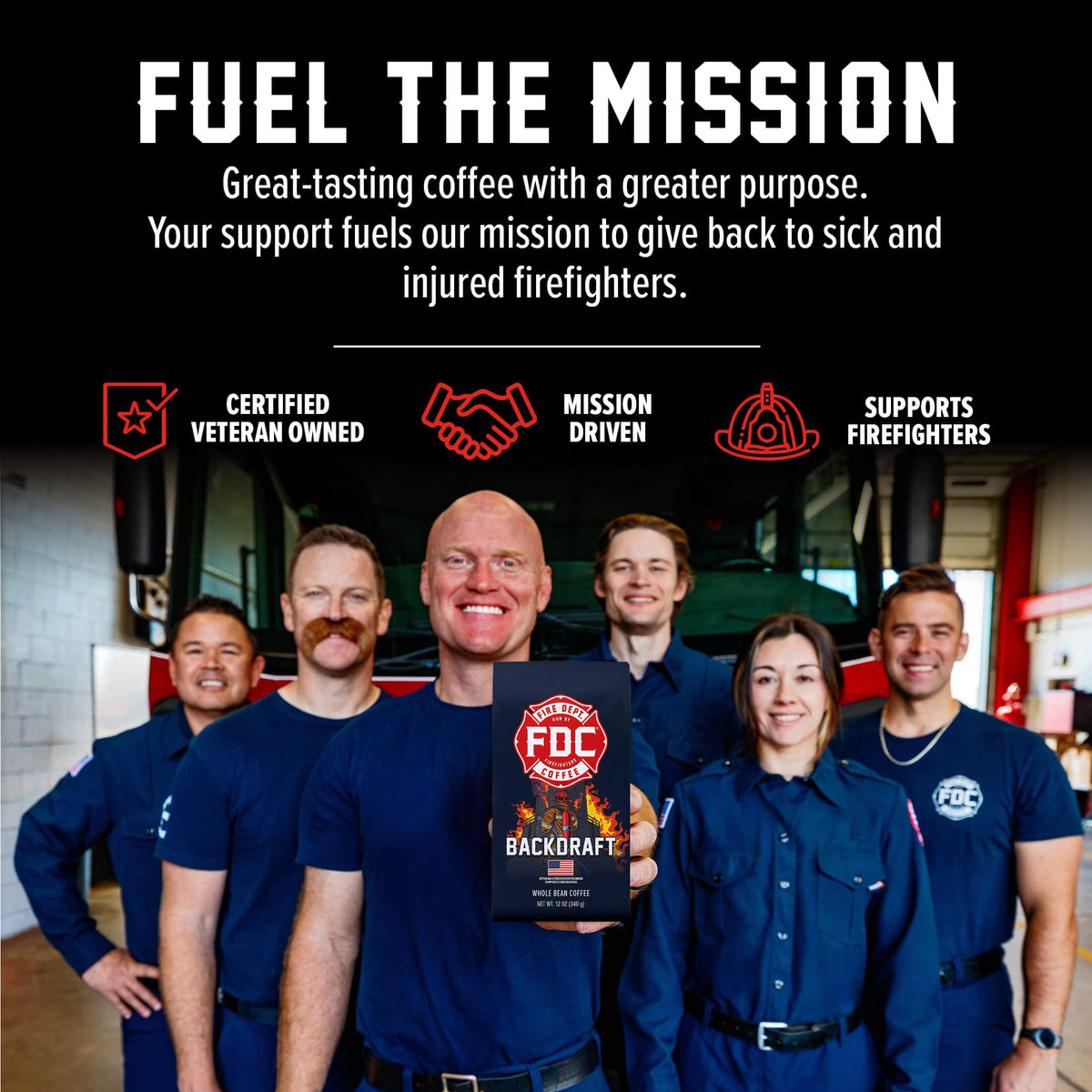 Fire Department Coffee Backdraft Espresso Whole Bean Coffee - 12 oz