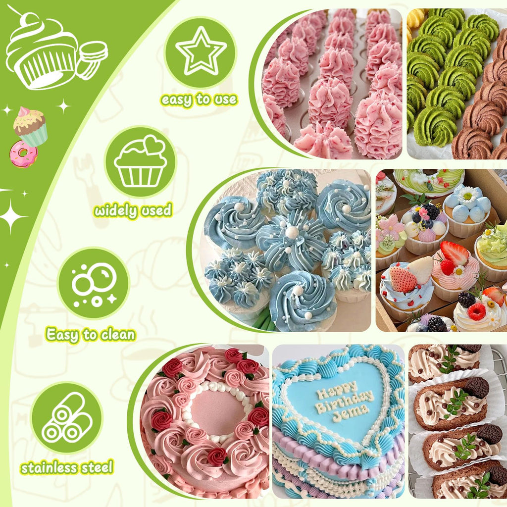 FANTEXY Dessert Decorating Syringe Set, Stainless Steel Icing Piping Kit