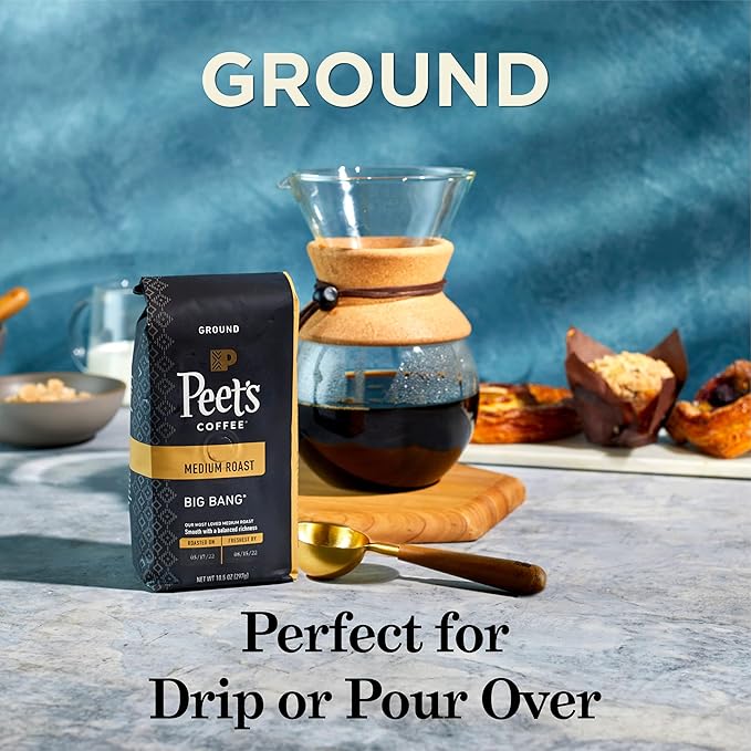 Peet's Coffee, Dark Roast Ground Coffee - French Roast 63 Ounces (6 Bags of 10.5 Ounces)