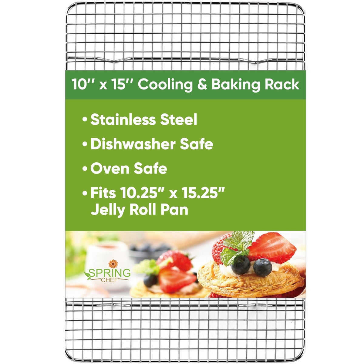 Spring Chef 11.5" x 16.5" Stainless Steel Cooling Rack for Cooking & Baking