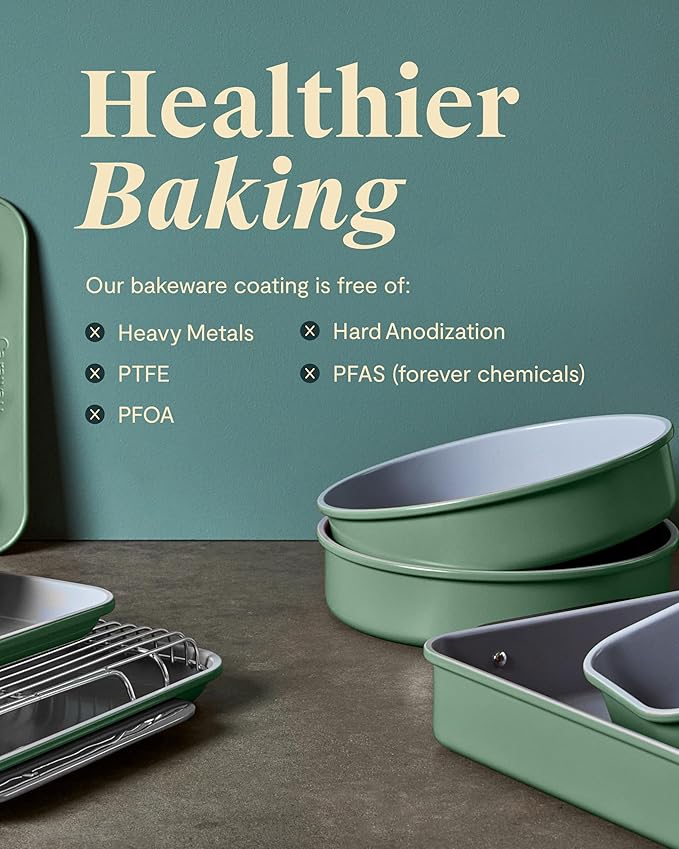 Caraway Non-Stick Ceramic Baking Sheet Duo - Naturally Slick Ceramic Coating - Non-Toxic, PTFE & PFOA Free - 18 x 13" Large & 15 x 10" Medium - Navy