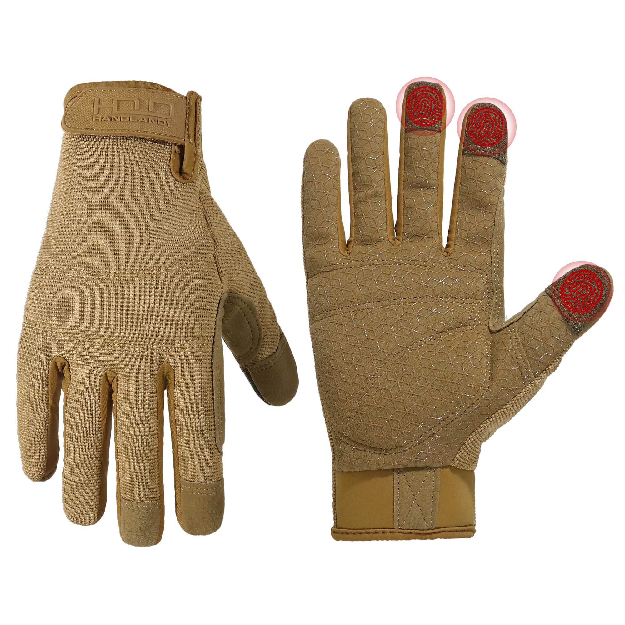HANDLANDY Work Gloves for Men & Women, Utility Mechanic Working Gloves Touch Screen with Grip, Flexible Breathable Gardening Gloves for Yard Maintenance (2X-Large, 1 Pair)