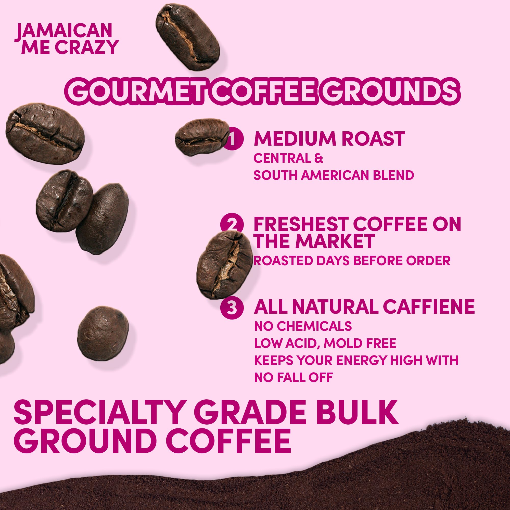 Sarasota Coffee Ground Jamaican Me Crazy | Medium Roast Gourmet Flavored Coffee Grounds | Low Acid, Mold Free, Specialty Grade Flavored Bulk Ground | 5lb (80 oz)