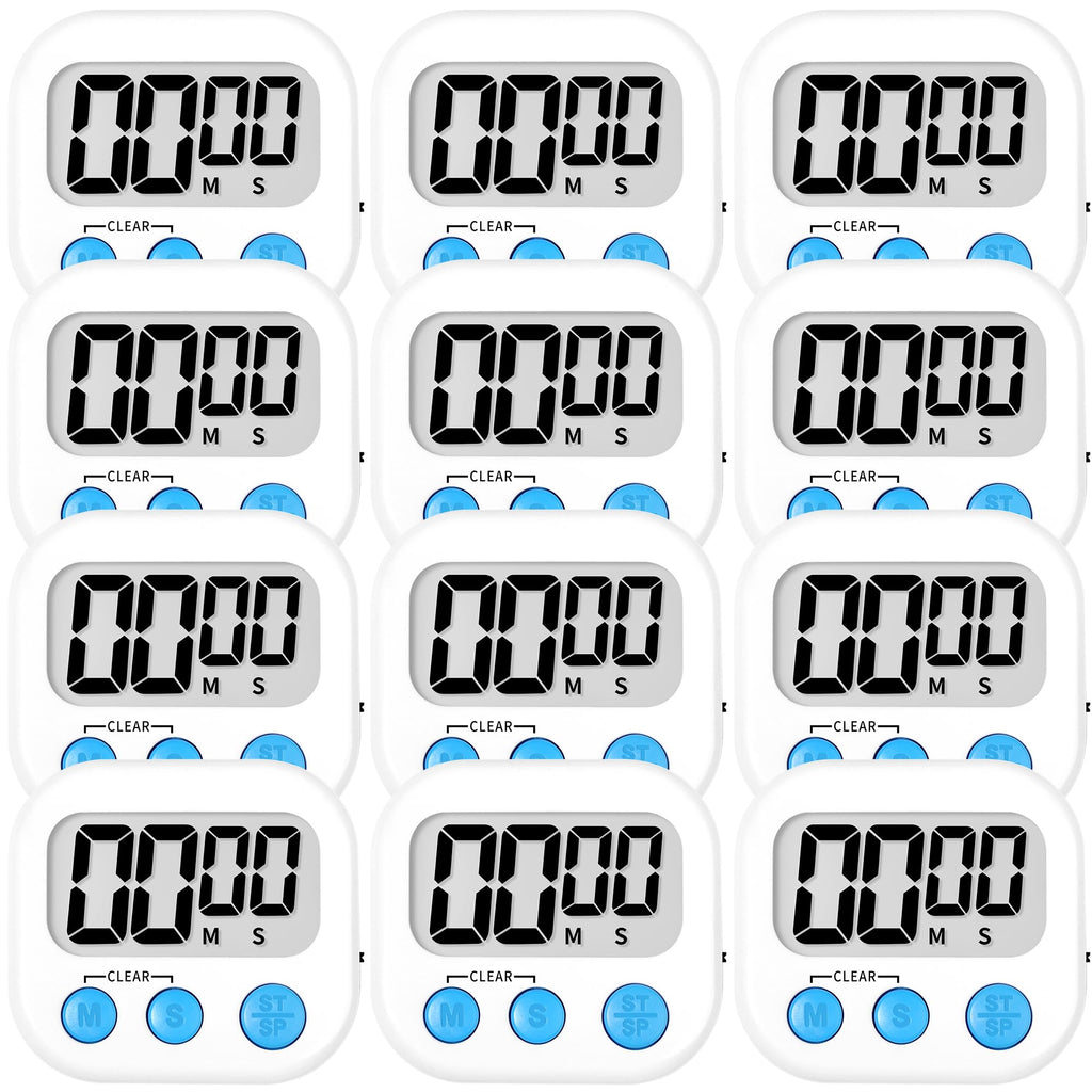 ZILLEEN Digital Kitchen Timers for Cooking Kids Black White 6 Pack