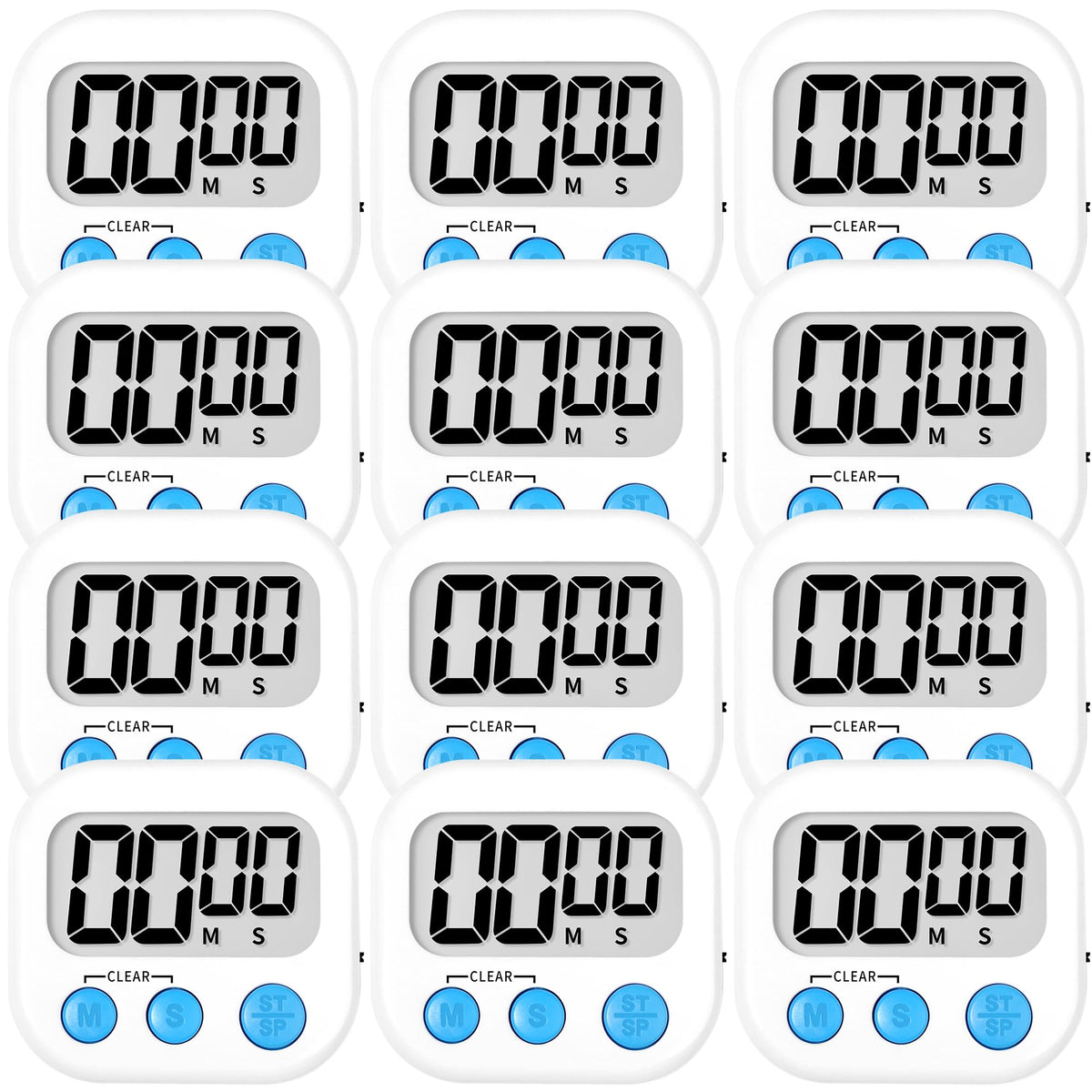 ZILLEEN Digital Kitchen Timers for Cooking Kids Black White 6 Pack