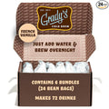 GRADY’S COLD BREW, French Vanilla, 100% Arabica Ground Coffee & Chicory Pouches | SIX Bundles of 4 Easy-to-Brew Bean Bags, Makes 72 drinks