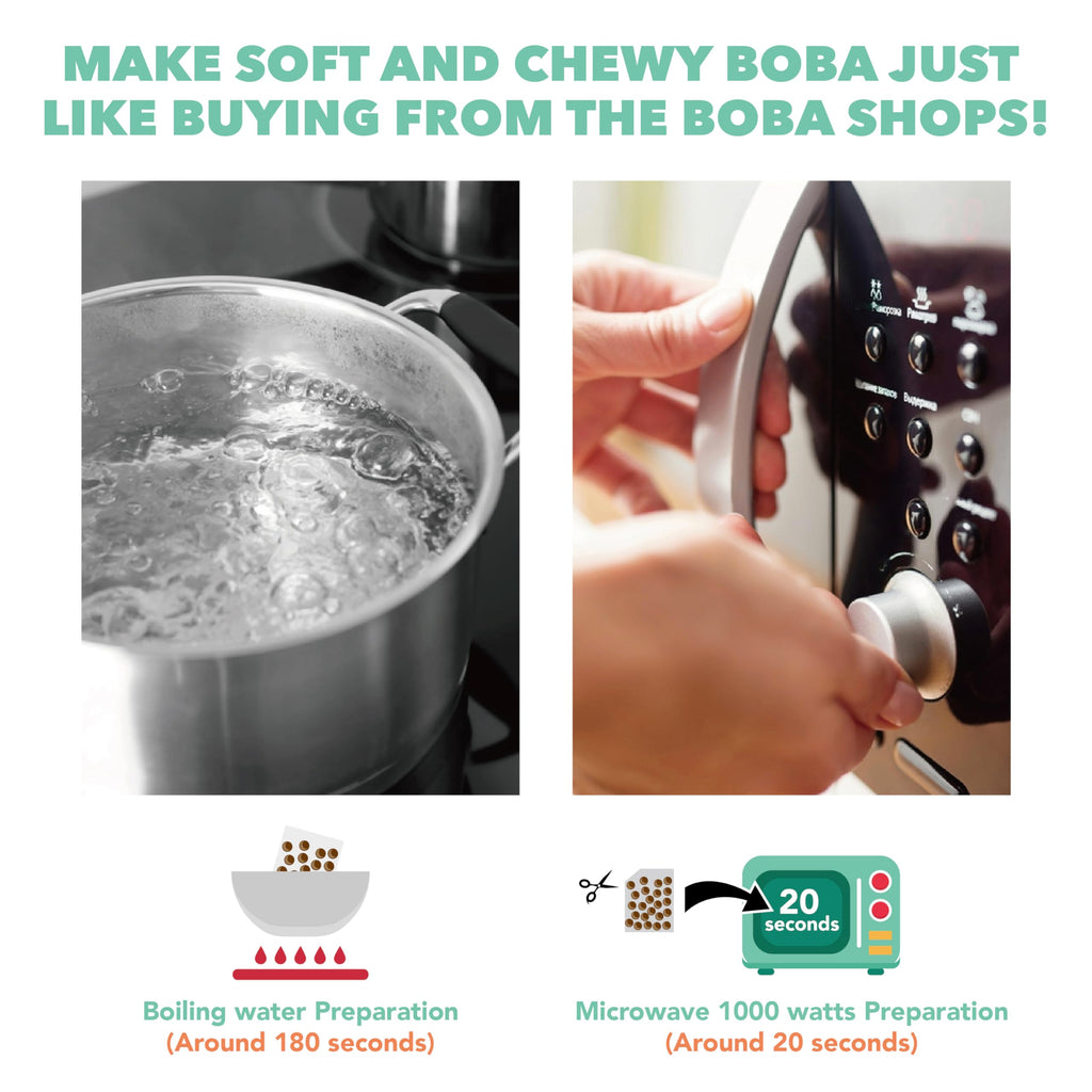 JWAY Instant Thai Milk Boba Tea Kit with Authentic Brown Sugar Tapioca Boba Pearls, Bubble Milk Tea Boba Set, Ready in Under 1 Minute, Paper Straws Included, 3 Servings