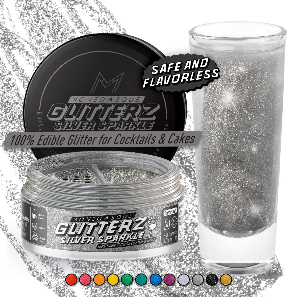 MONÉGASQUE Lavender Edible Glitter for Drinks & Cakes, Drink Glitter, 10g