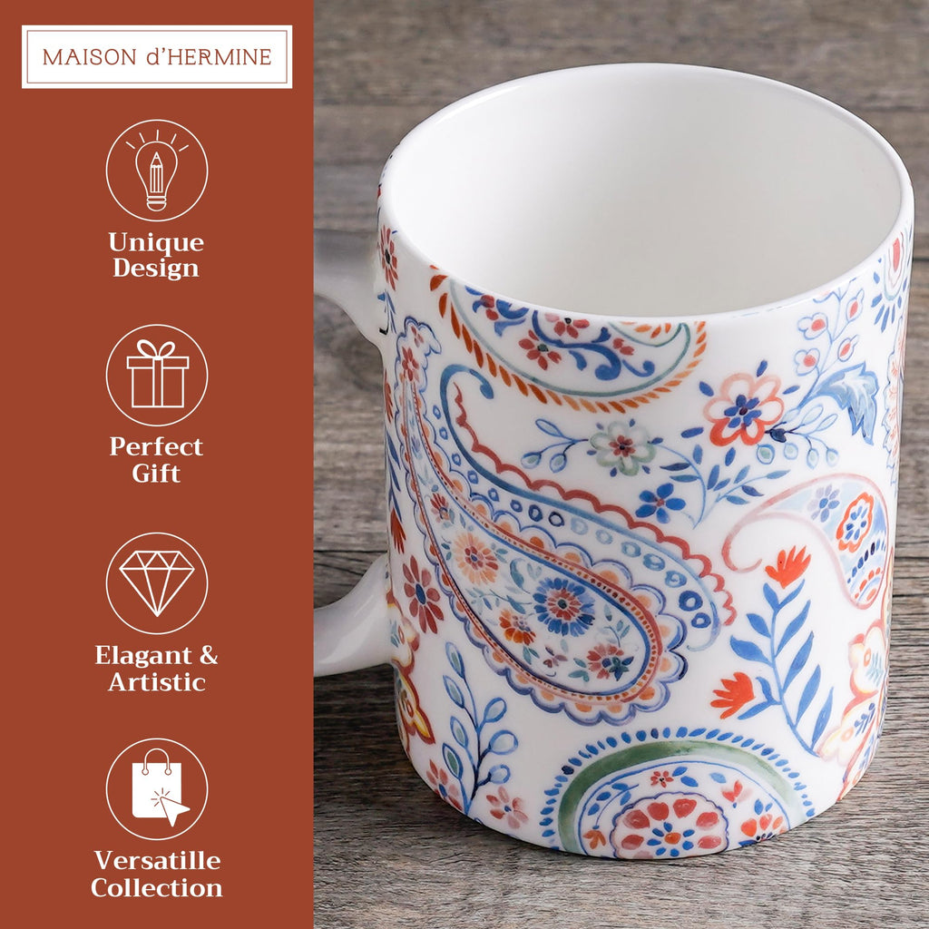 Maison d' Hermine Coffee Mug with Handles Tea Cups (12 Ounce, Pack of 1)