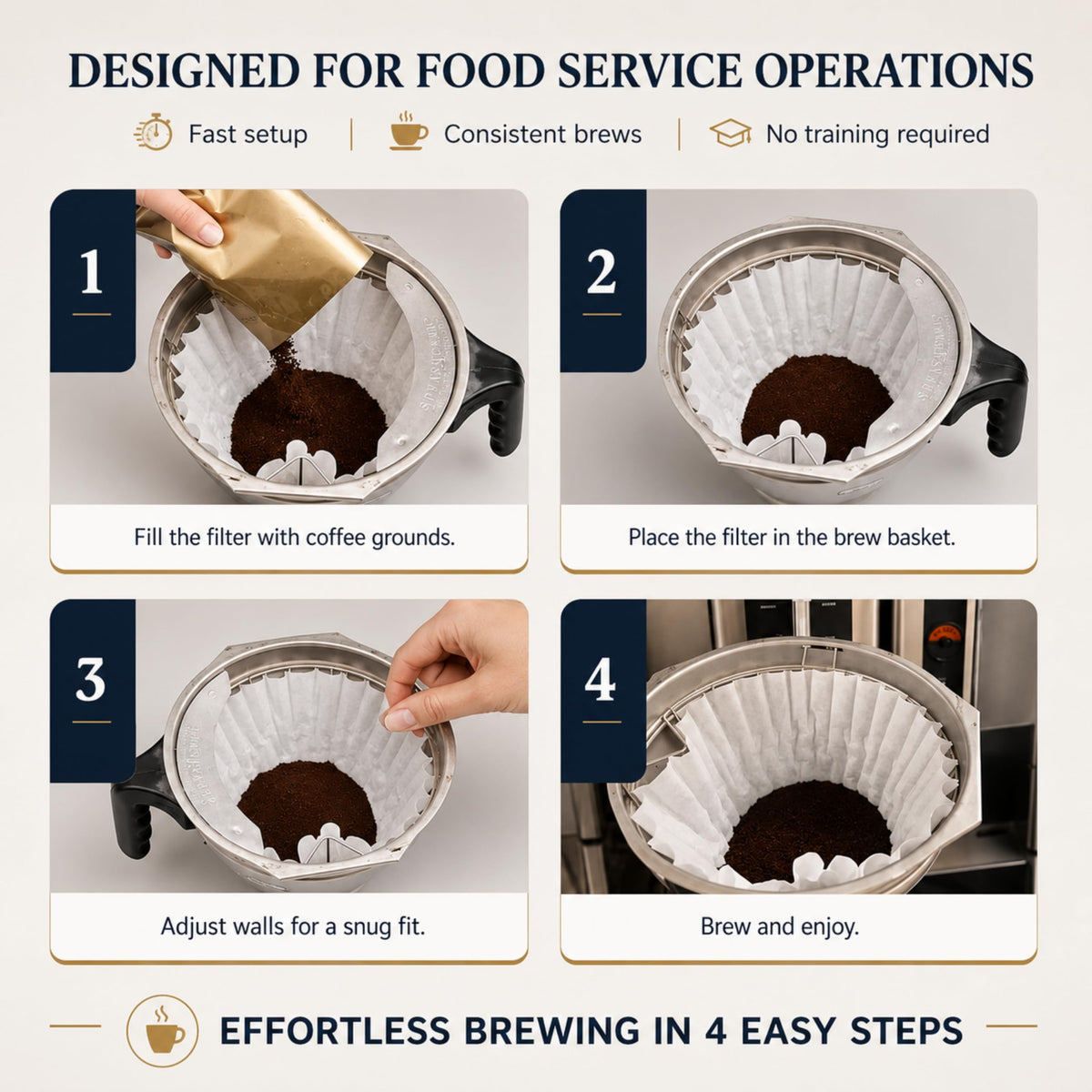 Katy’s Extra Large Commercial Coffee Filters (12.5” x 4.5”) for BUNN, Fetco & Curtis 1.5–3 Gallon Coffee & Tea Machines - Tall Walls, No Ground Overflow - Premium Filters for Businesses (Bulk Pack)