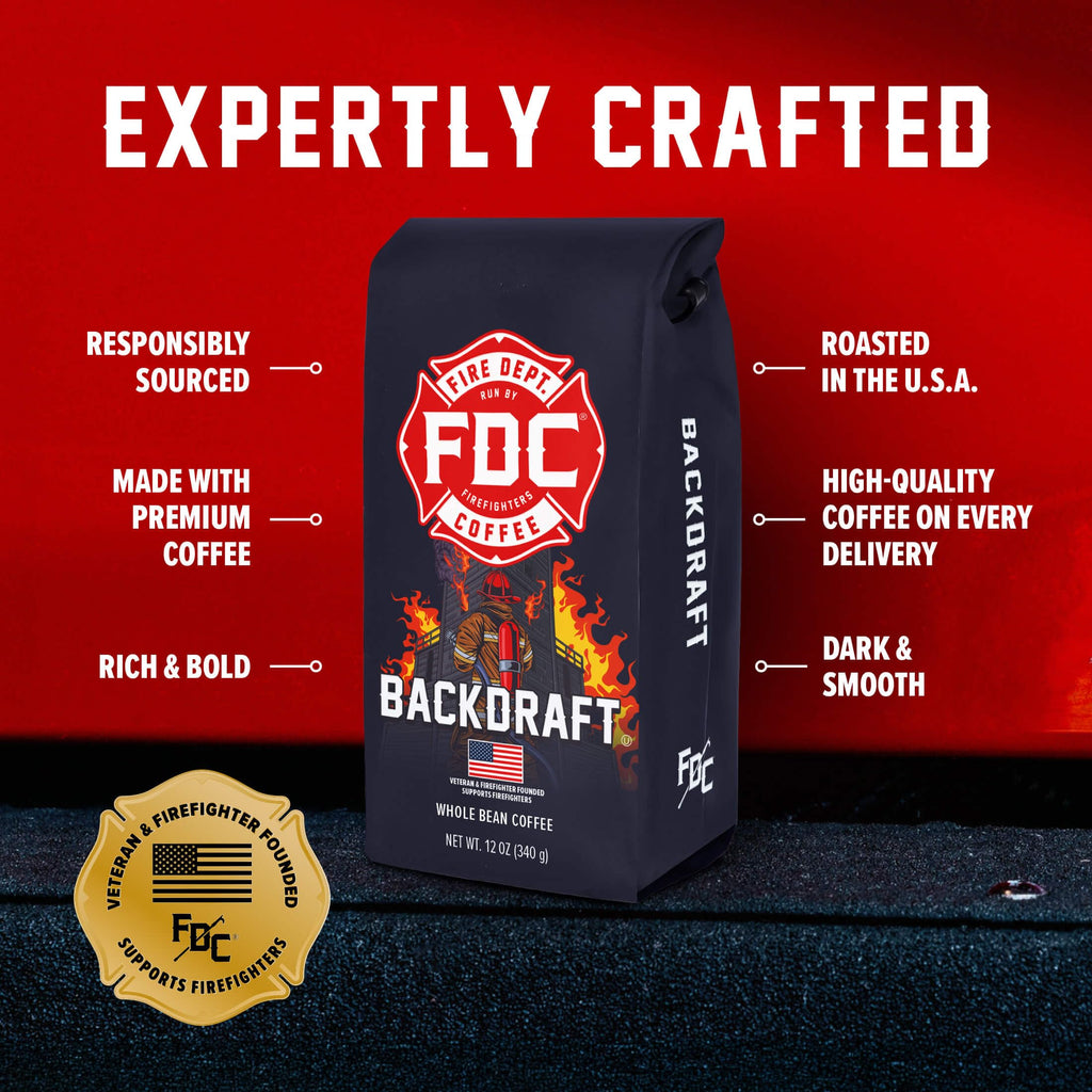Fire Department Coffee Backdraft Espresso Whole Bean Coffee - 12 oz