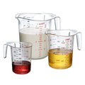 Amazing Abby - Melissa - Plastic Measuring Cups (3-Piece Set), Food-Grade Measuring Jugs, 1/2/4-Cup Capacity, Unbreakable, Stackable, Dishwasher-Safe, Great for Oil, Vinegar, Flour, and More
