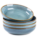 GBhome 8.75'' Large Ceramic Pasta Bowls, 38oz Stoneware Pasta Serving Bowls Set of 4 for Kitchen, Wide Bowls for Fruit,Pasta,Salad,Oatmeal,Meal, Microwave Safe, Reactive Glaze-Space Blue