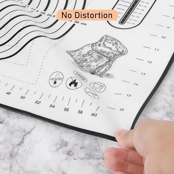 Silicone Pastry Mat, Baking Mat for Rolling Out Dough, 20''(W)28''(L), Dough Mat for Rolling, Black Fondant Mat