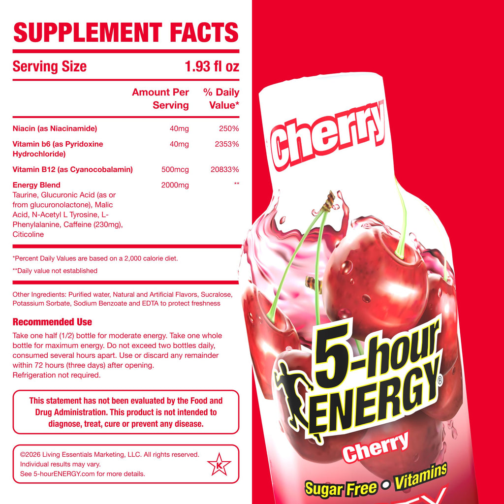 5-hour ENERGY CHERRY Flavor, 20 Count, Extra Strength Energy Shot