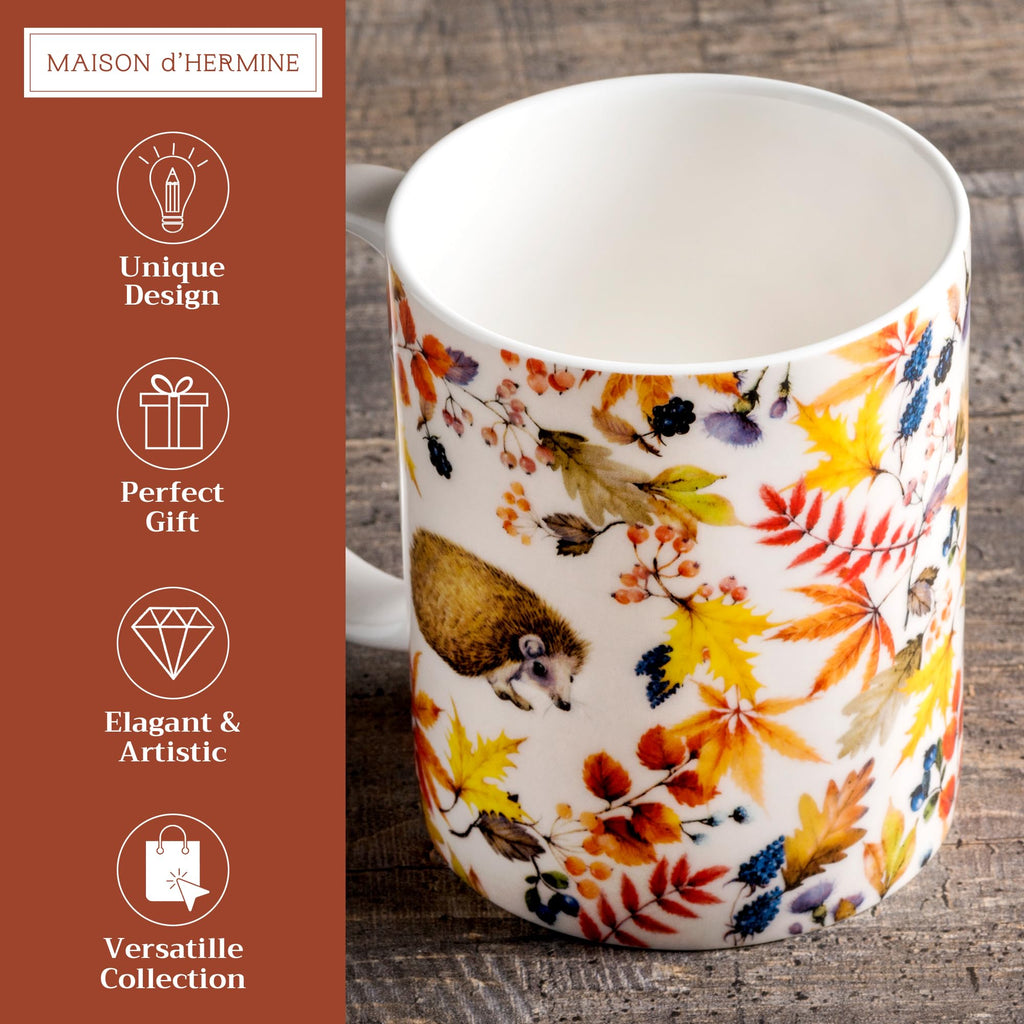 Maison d' Hermine Coffee Mug with Handles Tea Cups (12 Ounce, Pack of 1)