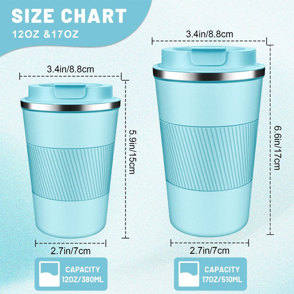 DUBUXW Insulated Coffee Tumblers with Flip Lid 12oz / 17oz, Stainless Steel Coffee Mug Leak Proof, Vacuum Insulated Coffee Mug Reusable Cup, Keeps Cold and Hot for Coffee Tea