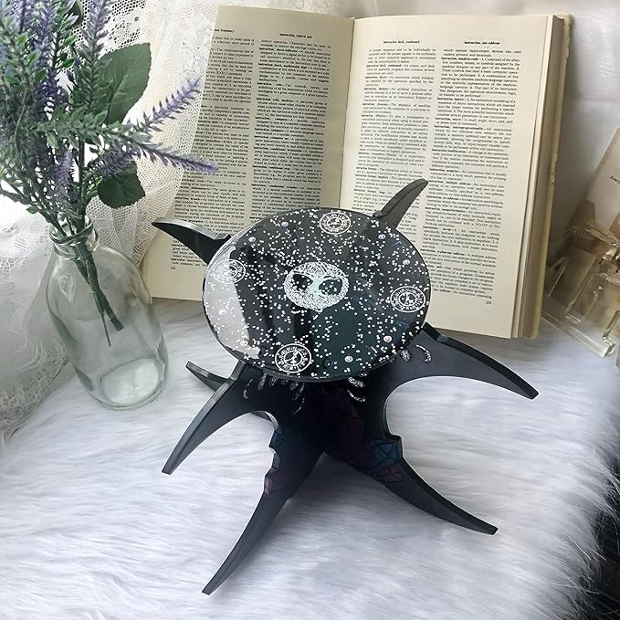 FUNSHOWCASE Witchy Altar Table Stool Epoxy Resin Casting Silicone Mold Pack of 2 Cresent Moon Crystal Snake