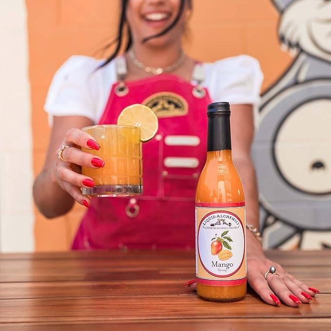 Liquid Alchemist Mango Syrup for Drinks - Real Ingredients Make our Mango Puree for Cocktails the Perfect Margarita Mix - Our Tropical Flavoring Syrup is Non-GMO & Vegan (12 oz)