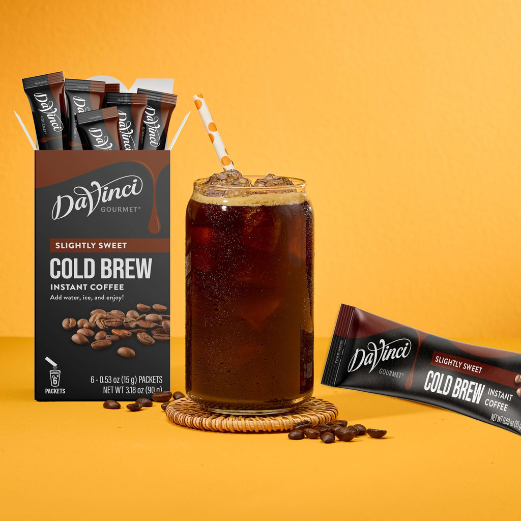 DaVinci Gourmet Slightly Sweet Cold Brew Stick Pack, Instant Coffee Powder, 6 Count (Pack of 1)