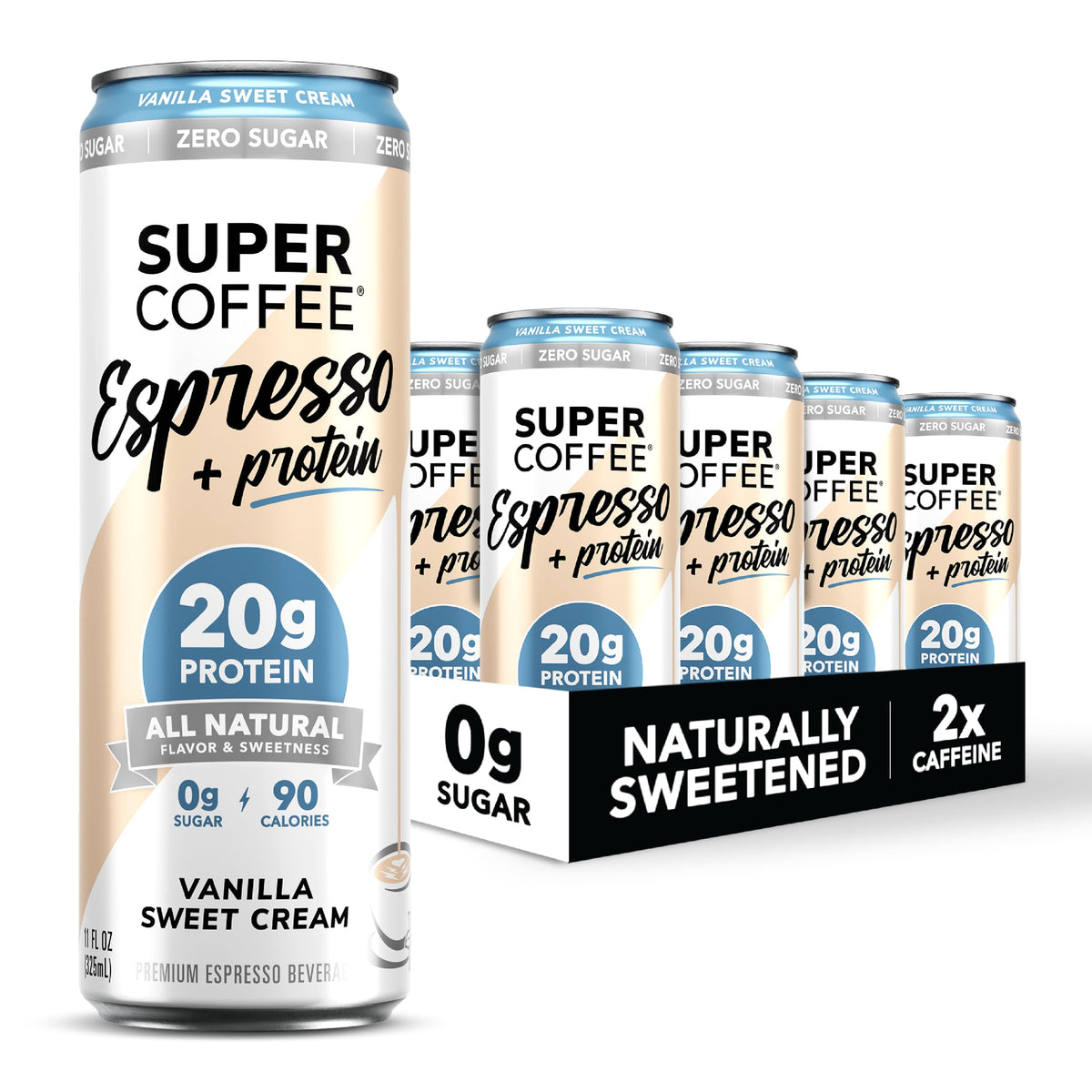 Super Coffee Espresso Triple Shot Black, 0g Sugar Cold Brew, 11oz 12Pk