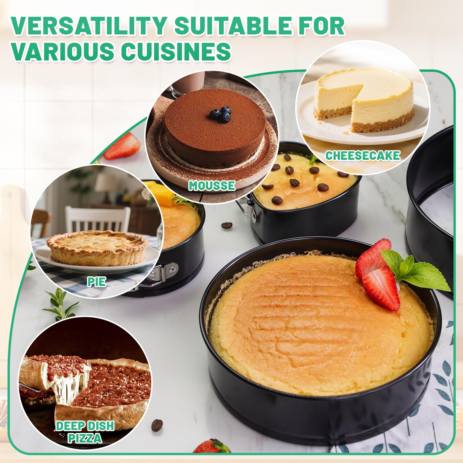 AGIgear Springform Cake Pan Set,Non-Stick Springform Pans Set of 4