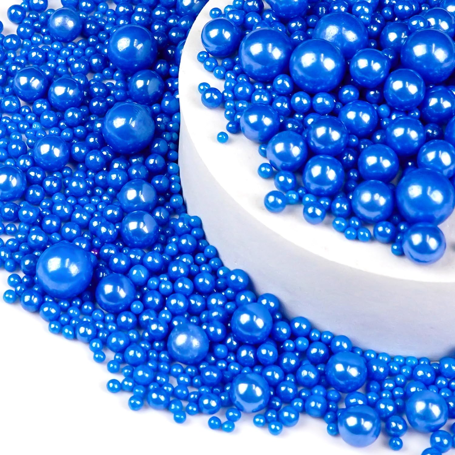 Deep Blue Pearl Sugar Sprinkles for Cake Decorating, 150g/5.29oz Mix Size, Edible Candy Pearls Cupcake Toppers, Baking Cake Decorations for Holiday Wedding Party Birthday