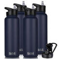 HASLE OUTFITTERS 40oz Stainless Steel Water Bottle, Vacuum Insulated Double Walled Leak Proof Sports Water Bottle with 2 Lids (Straw and Spout Lid) Thermo Mug Keep Cold and Hot(Navy,4）