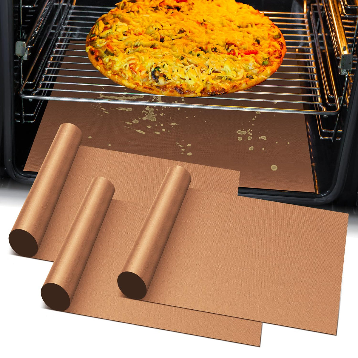 Oven Liners for Bottom of Oven-23.6"x 15.7" Non-Stick Electric Oven Cover for Stovetop,Toaster Oven Drip Liner, Heat Resistant Grill Baking Mat- BPA & PFOA Free Kitchen Accessory to Keep Oven Clean