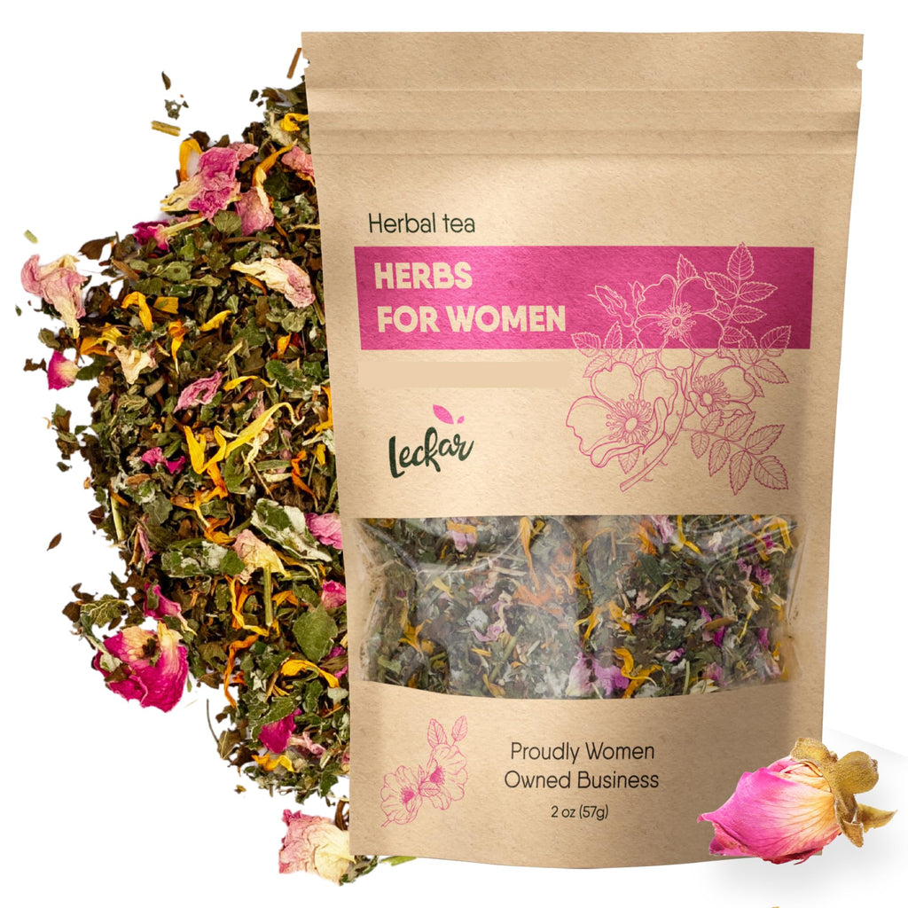 Raw Herbs for Women Herbal Tea Blend with Lemon balm, Raspberry leaf, Calendula, Rose, St. John's wort (Herbal Tea)