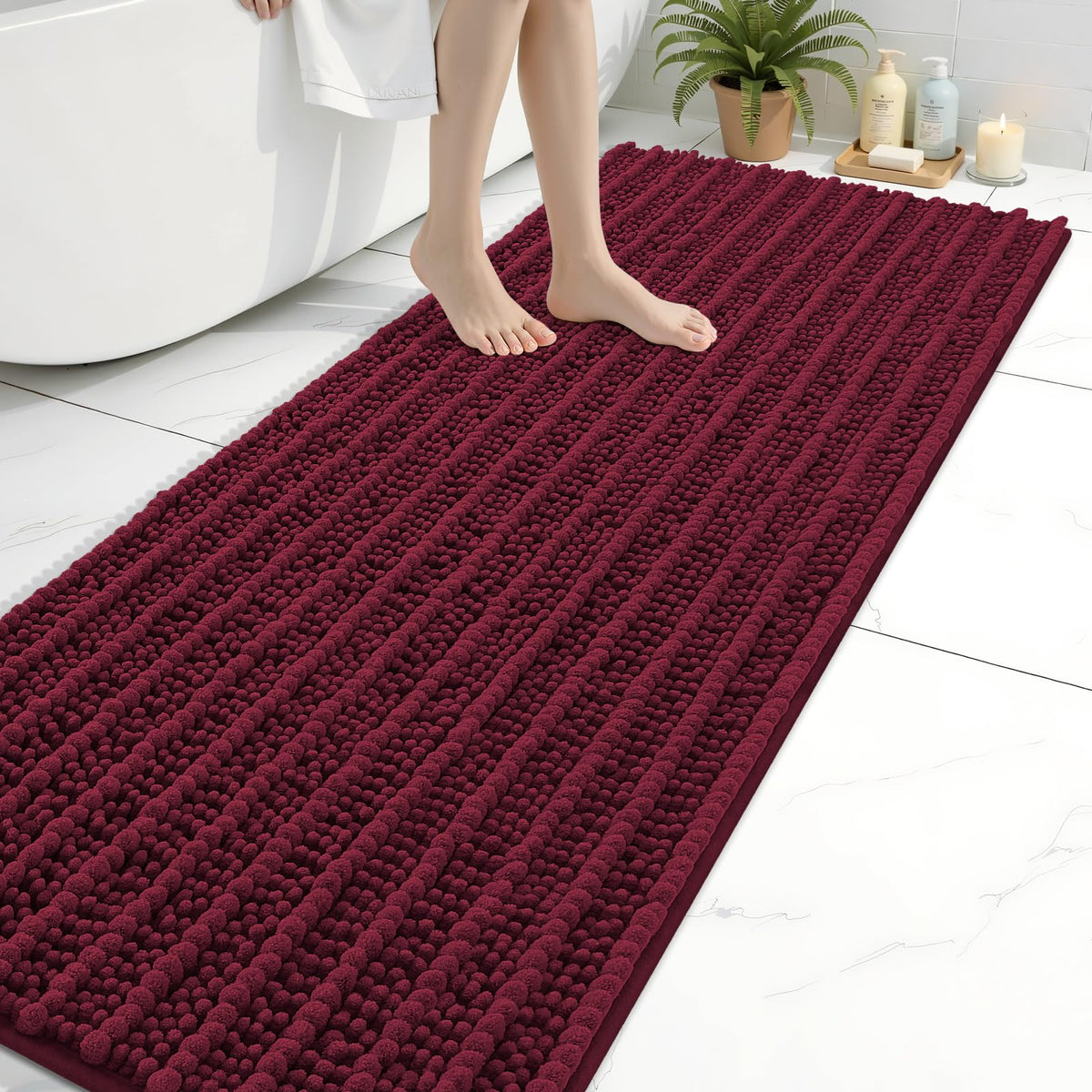Arotive Bathroom Rugs Mat 70x24, Soft Absorbent Chenille Shaggy Bath Mat