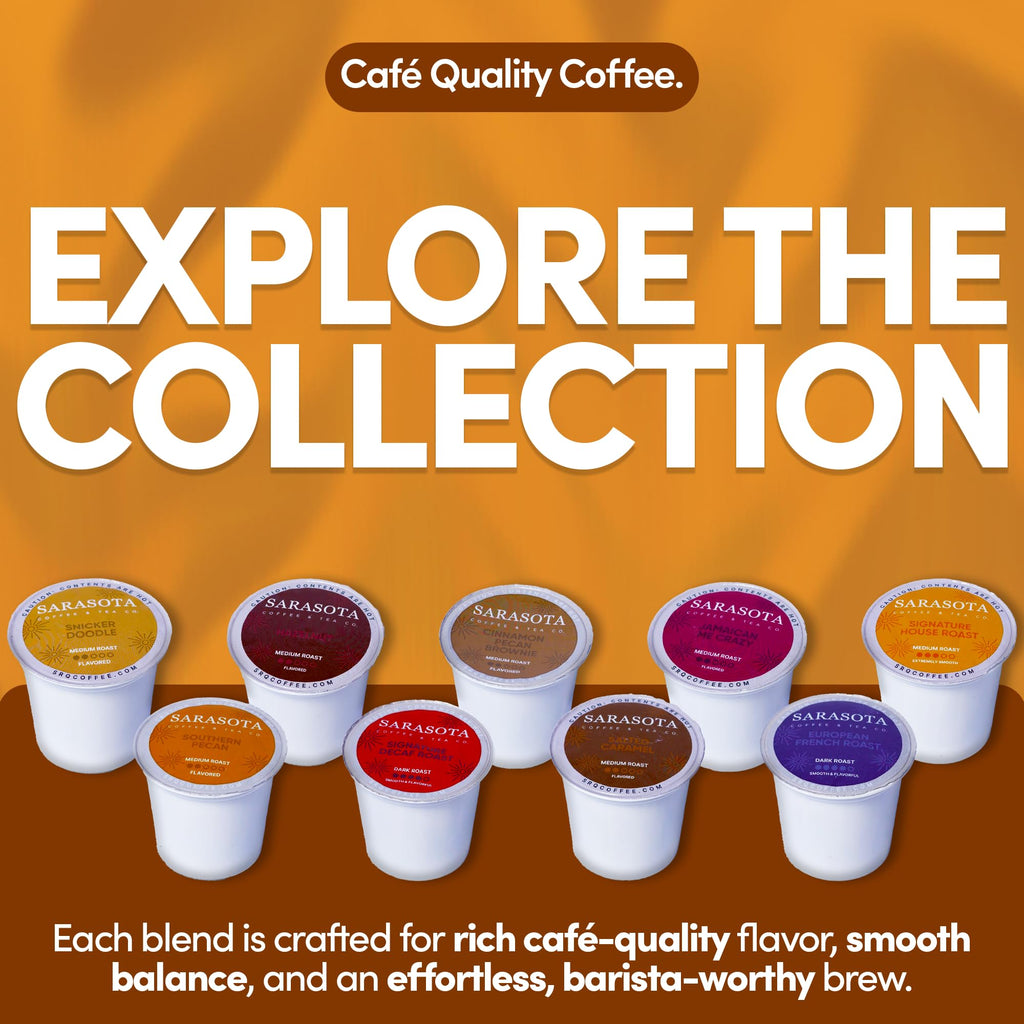 Sarasota K-Cup Coffee Pods | Medium Roast Flavored Coffee | Southern Pecan Crunch | Single Serve for Keurig Brewers | Gourmet, Low Acid, Mold Free | 24 Count