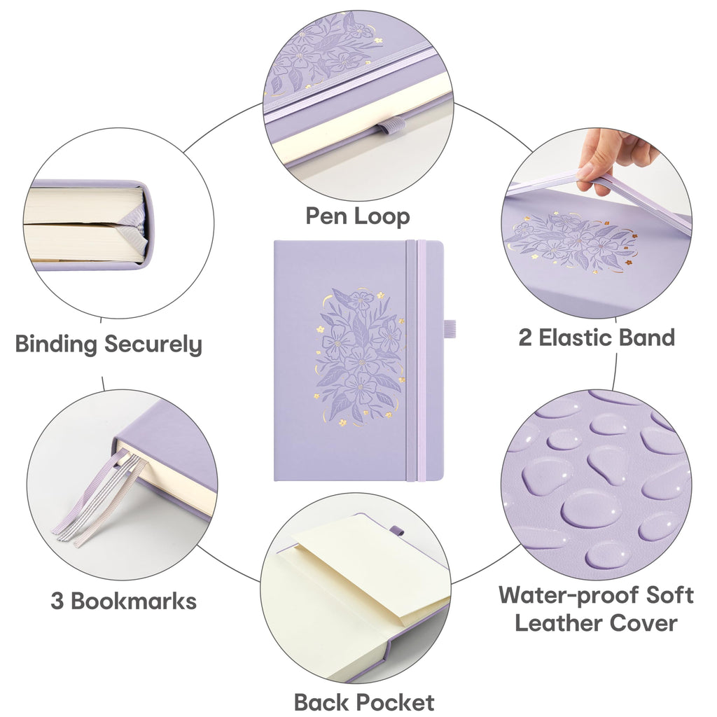 &And Per Se 365 Page Journal – A5 Hardcover Lined Notebook, One Book for the Whole Year, 100gsm Thick Paper, Numbered Pages & 3 Bookmarks, Annual Diary for Daily Writing (Lavender)