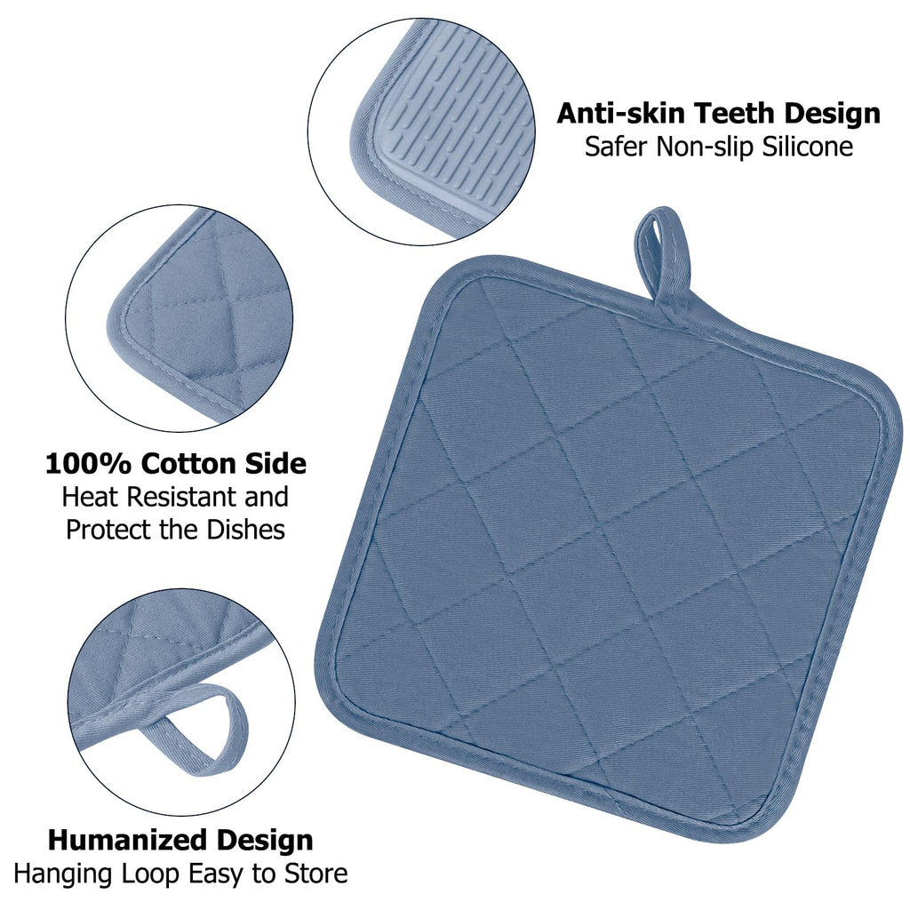 Oven Mitts and Pot Holders Set, Pack of 4, Heat Resistant Silicone Kitchen Mini Oven Mittens for 500 Degrees, Mini Oven Gloves and Hot Pads for Baking Grilling Barbecue Microwave Machine Washable