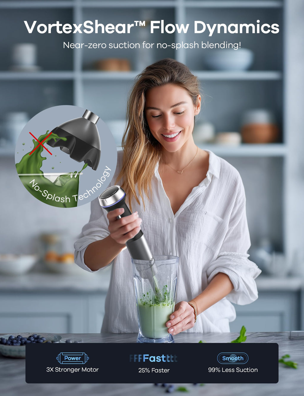 Ganiza Immersion Blender Handheld Corded 8 in 1 Hand Blender Max 1000W