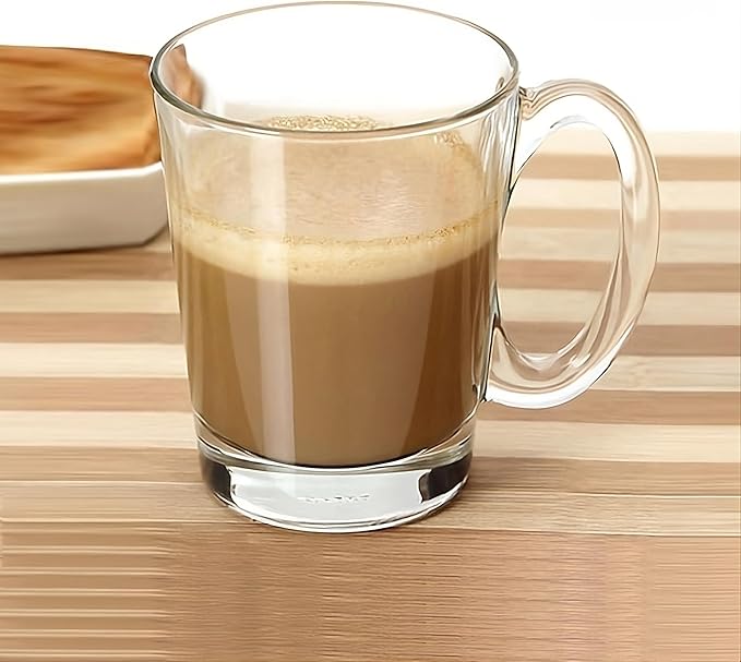 LEMONSODA Clear Large Glass Coffee Mug with Handles for Hot Beverages, Clear Mugs for Espresso, Tea, Cappucino, Latte, Juice (8.75 oz, 10.5 oz, 12 oz) (10.5 oz, Set of 6)