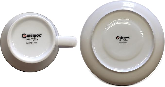 CUISINOX Italian Classic White Porcelain Espresso Cups and Saucers – Set of 6, 2 oz – Coffee Cups for Espresso Shots, Cappuccino, Latte – Perfect for Home and Coffee Bar Accessories
