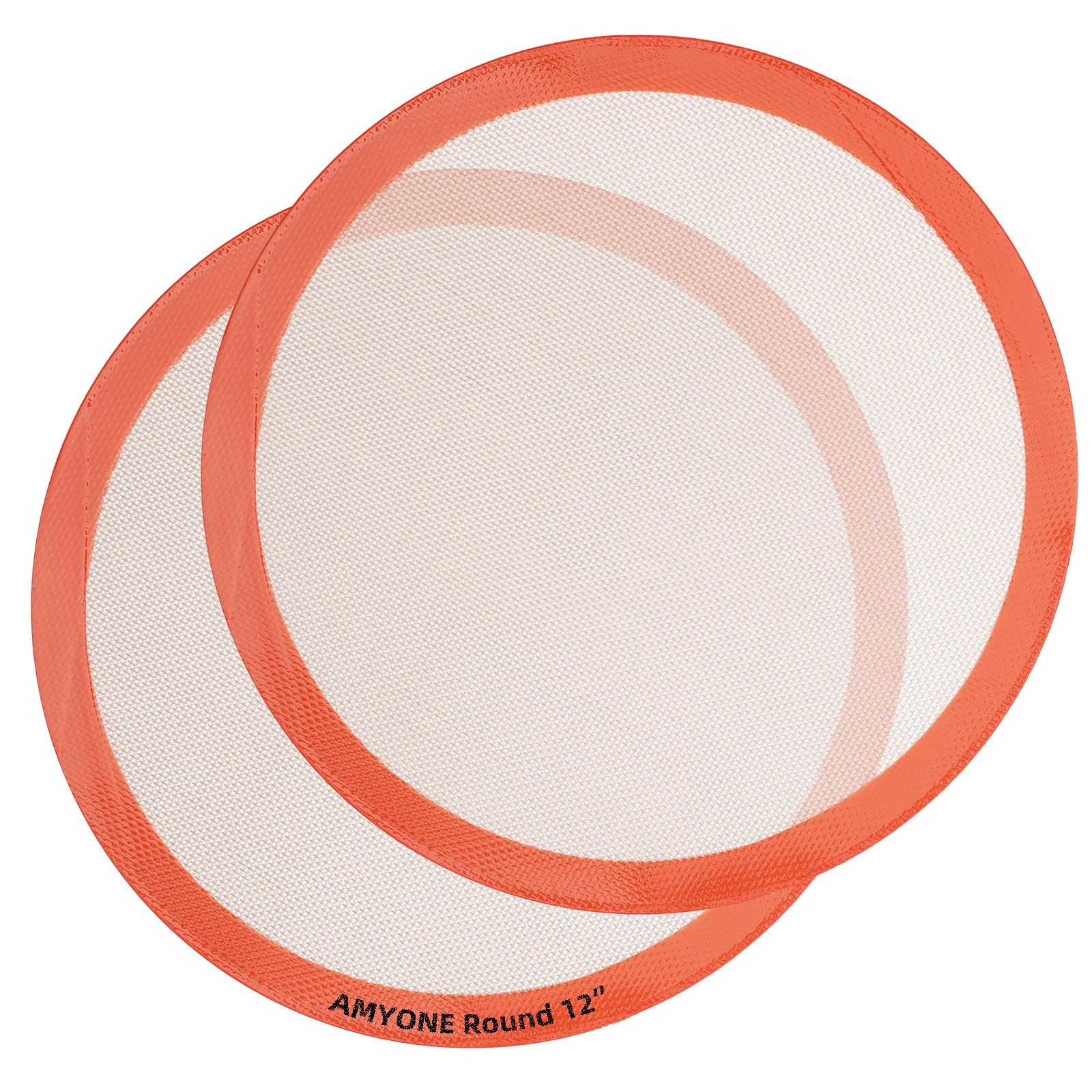 Round Silicone Baking Mats for 12 Inch Pizza Pan, 12 Inch Large Pizza Mat or Dough/Cake Mat, Round Liner for Rolling/XL Air Fryer/Cooling Rack/Microwave, Food Grade Non-Stick Reusable(11.75", 2PCS)