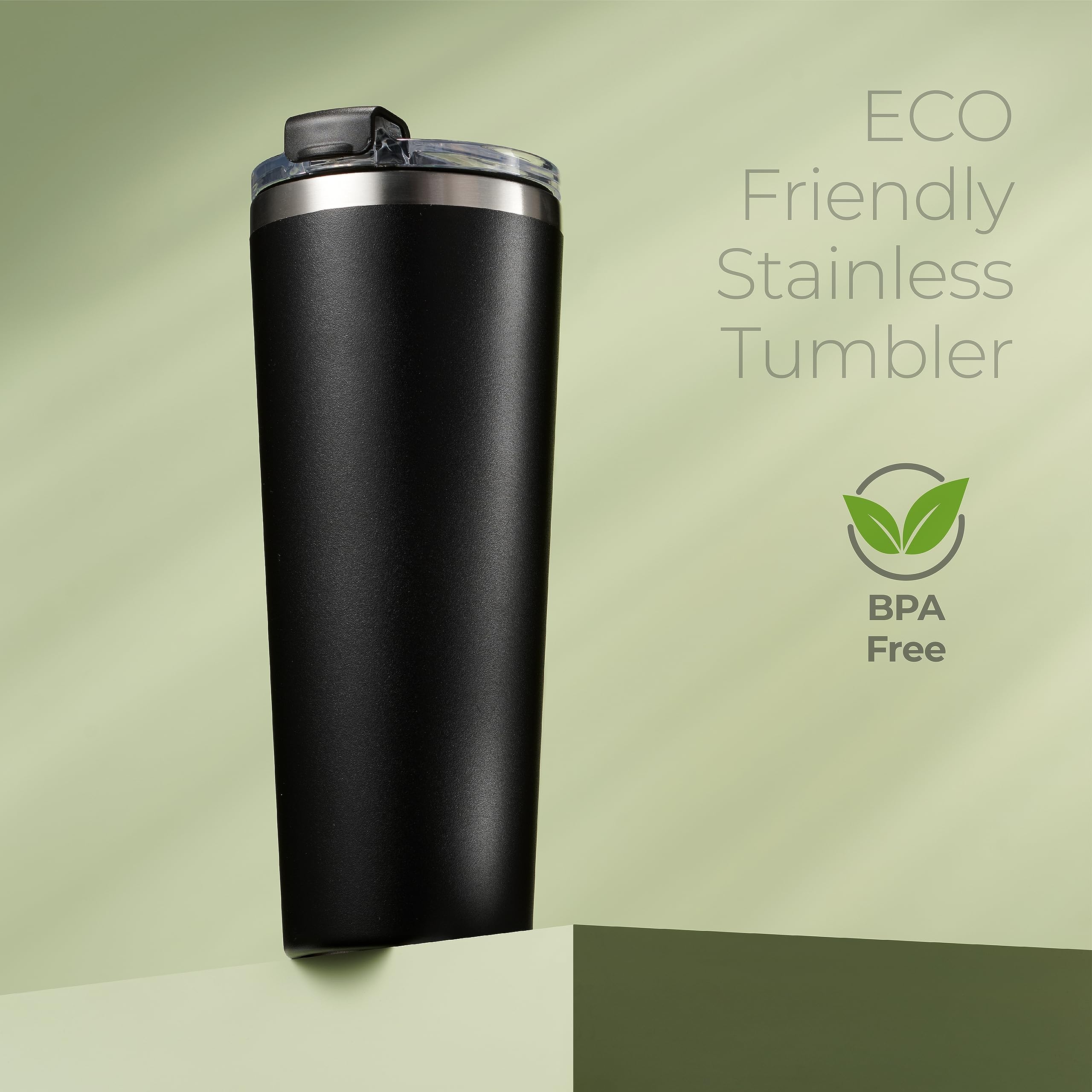 SIPX™ 22 oz Insulated Coffee Tumbler with Leakproof Lid – Stainless Steel, Vacuum Insulated – Keeps Drinks Hot or Cold for Hours – Cupholder Friendly Travel Mug – Black
