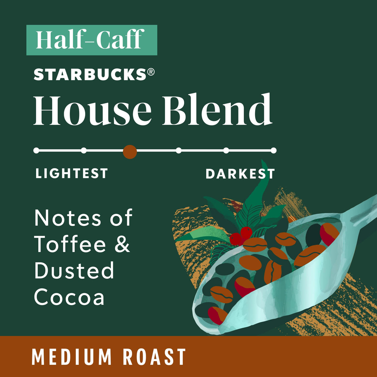 Starbucks K-Cup Coffee Pods, Half-Caff House Blend, 6 Boxes 60 Count