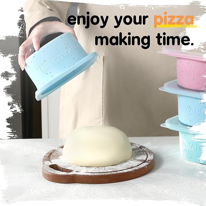 PLUS 1000ml Pizza Dough Proofing Containers for DIY family Artisan Pizza, Food Grade Silicone Stackable Boxes with Lids, Freezer, Fridge, Dishwasher Safe-Sprinkles Pattern-3 Pack (Aqua)