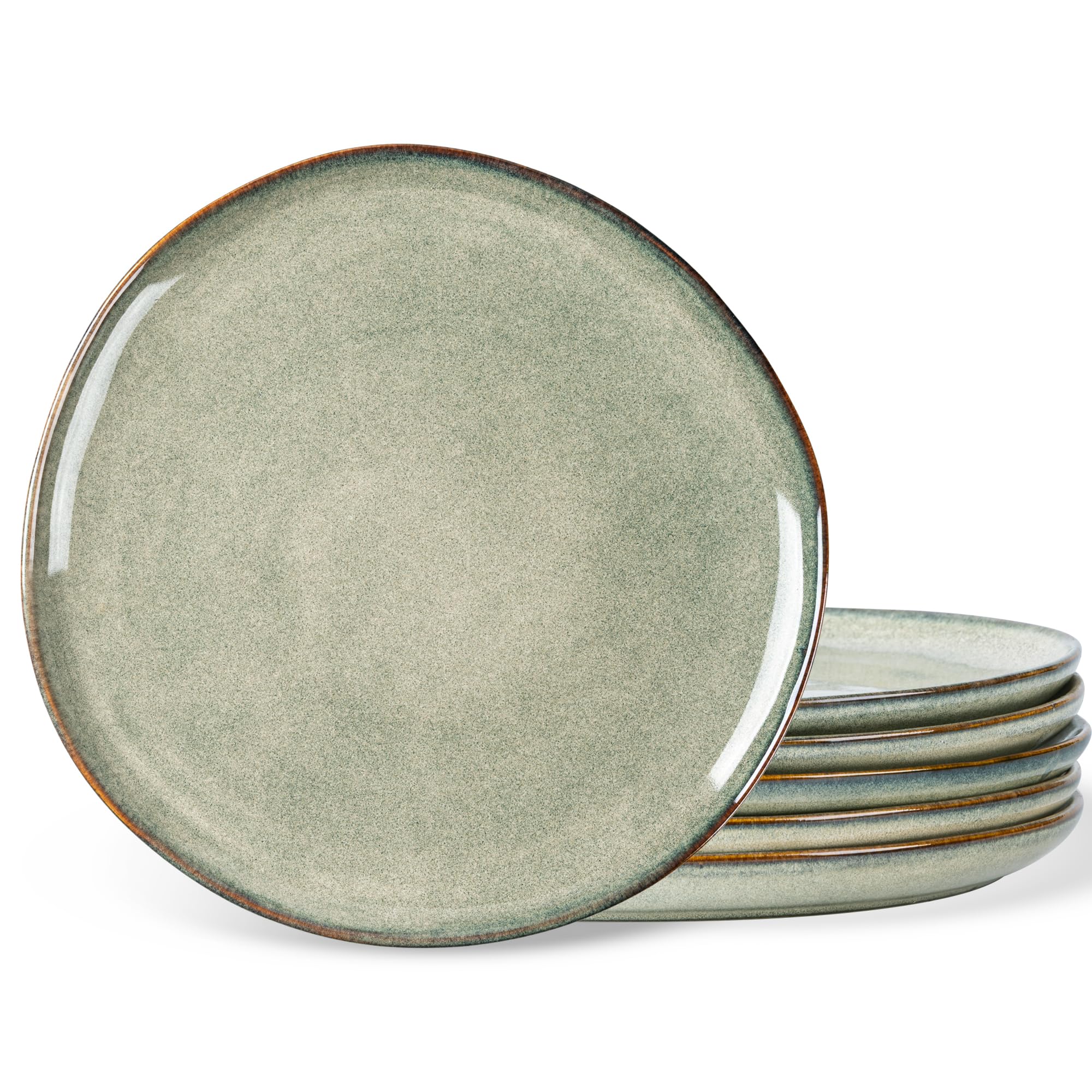AmorArc Ceramic Plates Set of 6,8.5 Inch Stoneware Small Dinner Plates Set