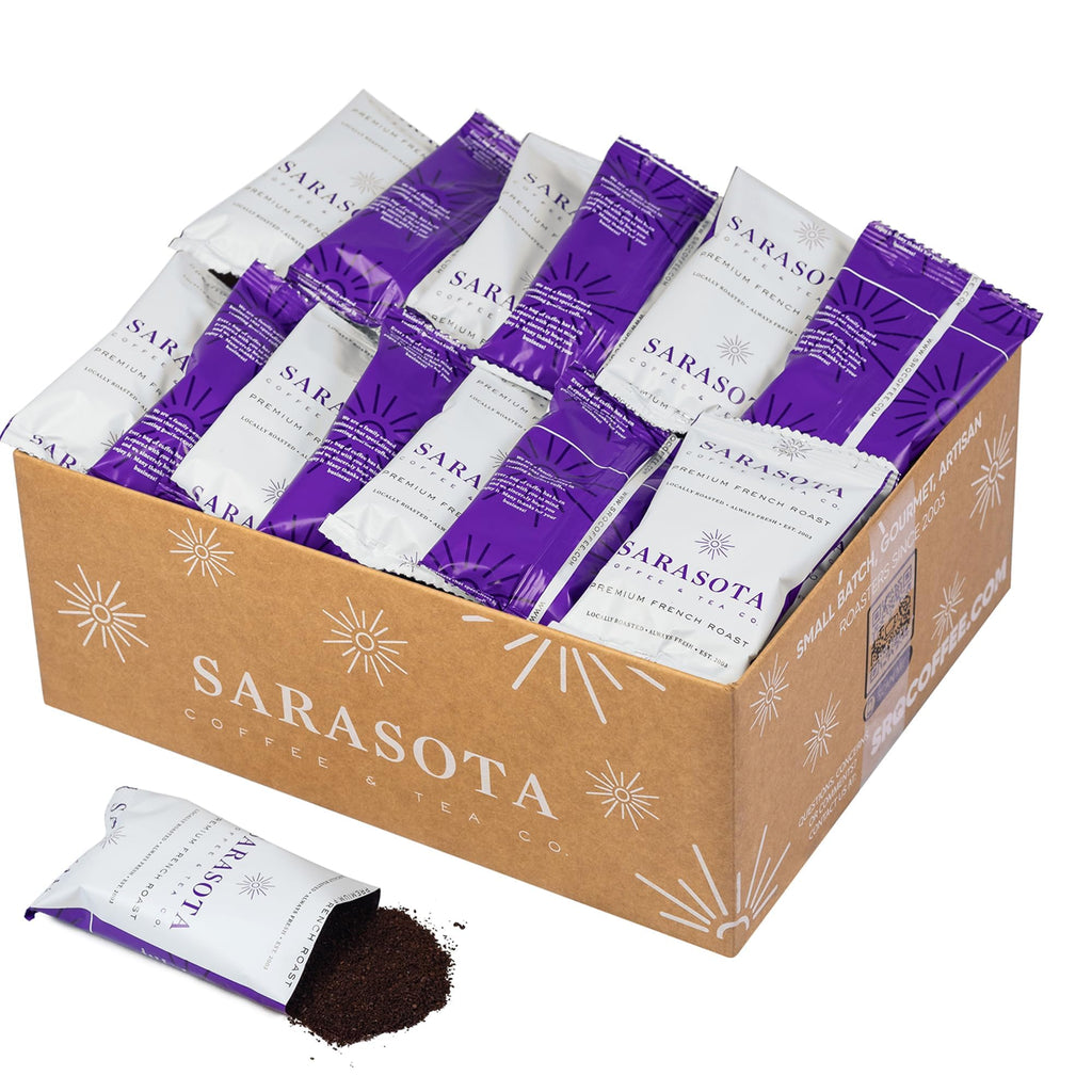 Coffee Packets – Dark French Roast Ground, 2.5oz Extra-Strong Pre-Measured Packs for 12-Cup Drip Brewers, Bulk Single-Pot Fractional Bags, 36 Count | Sarasota Coffee