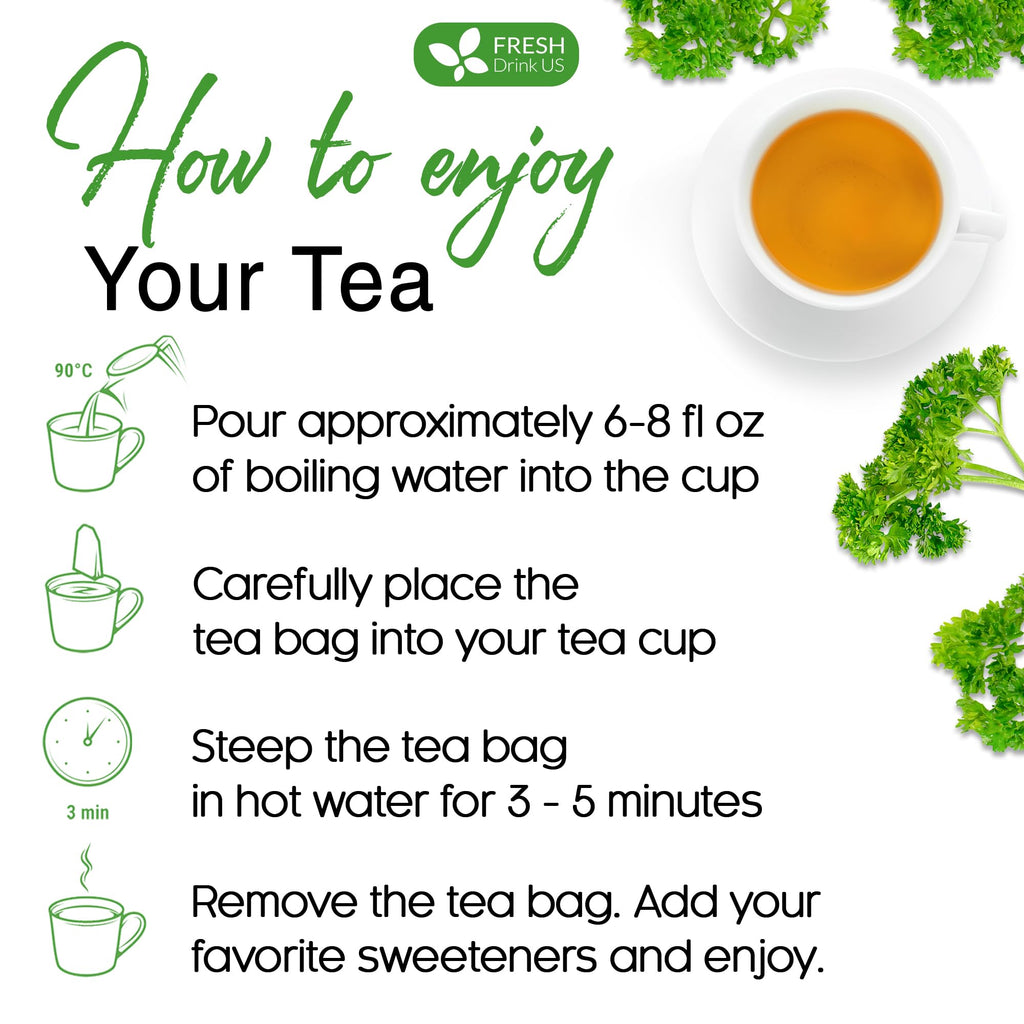 FreshDrinkUS, Premium Parsley Leaf Tea - 135 Bags, 100% Natural & Pure. Made with Eco-Conscious Tea Bags. No Sugar, No Caffeine, No Gluten, Vegan.